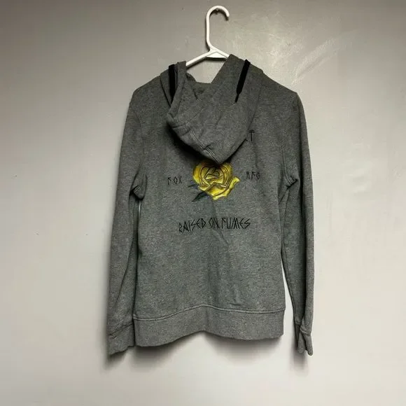 Fox Racing hoodie women’s size Medium M Raised on fumes rose design gray - Picture 2 of 4